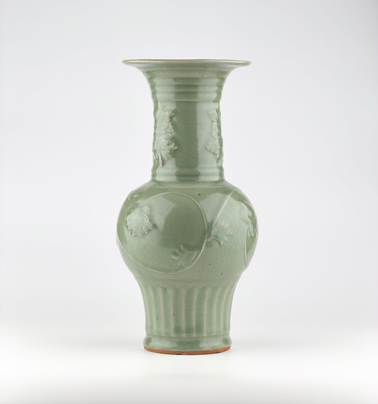 Rare Longquan Celadon 'Peony' Vase, Yuan-Ming