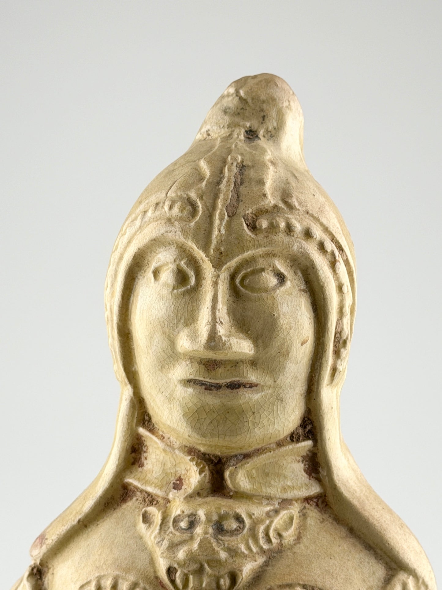 Large Straw Glazed Pottery Figure of a Solider, Sui to Tang Dynasty