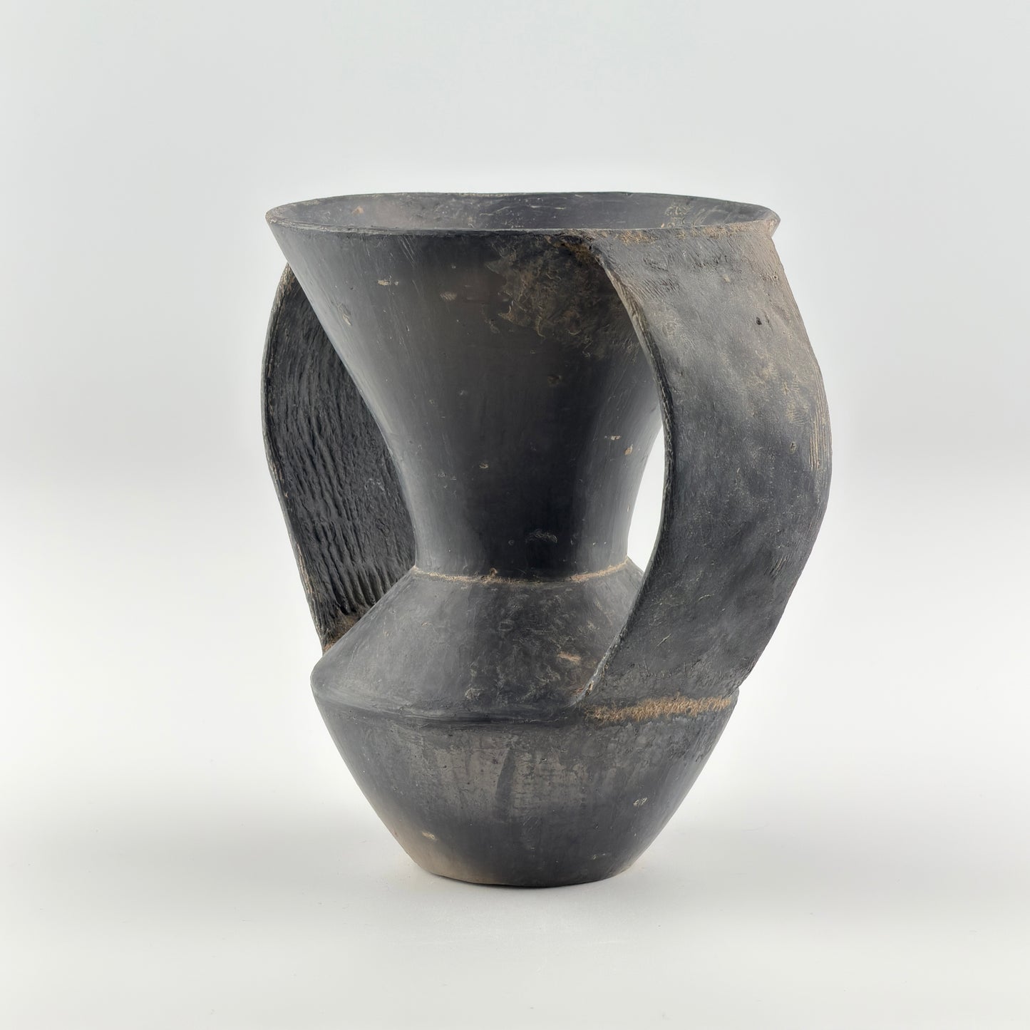 Double-handled Black Pottery Vessel