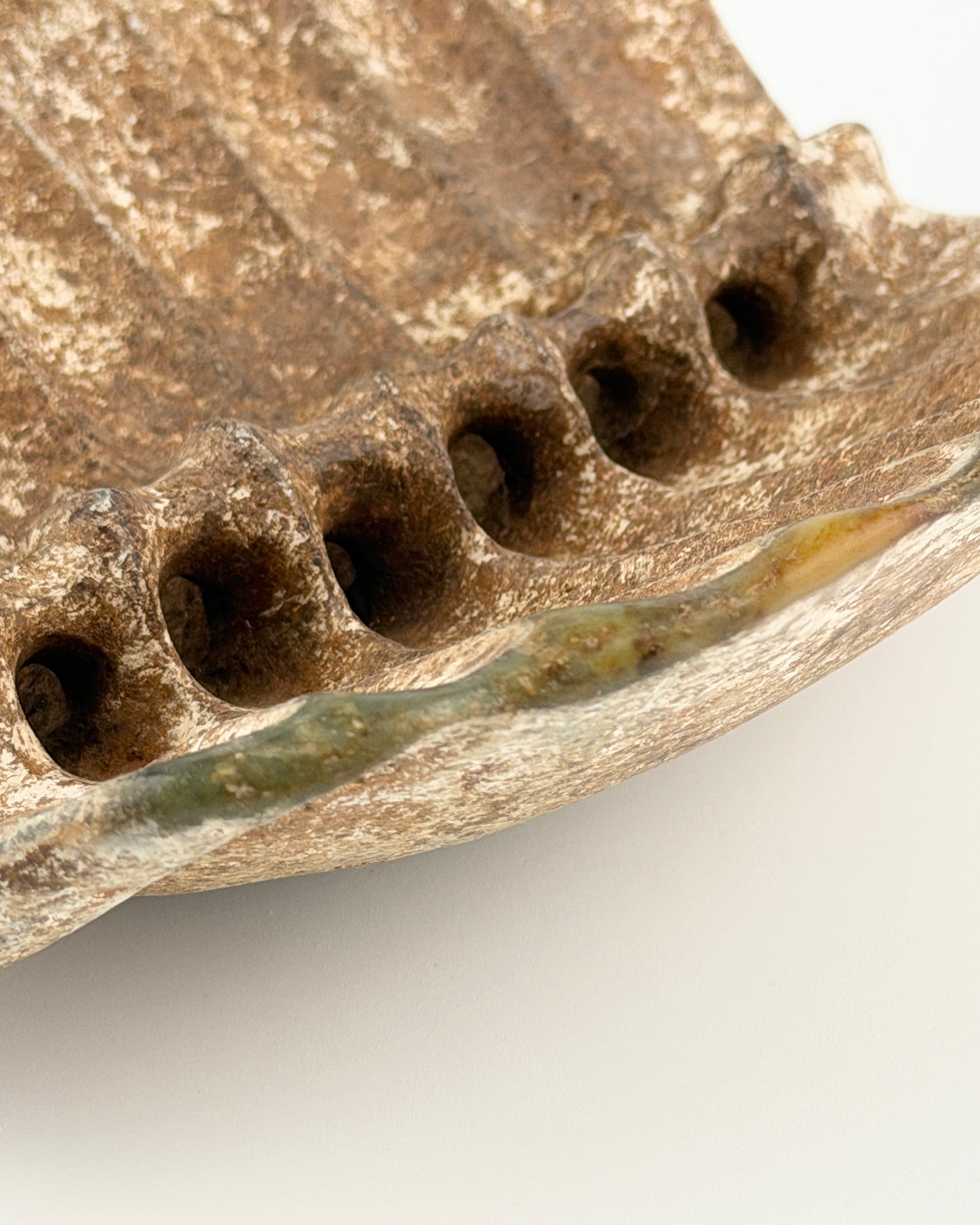 Rare Calcified Jade Carving of 'Tortoise Shell' presumably Neolithic Period, Hongshan Culture