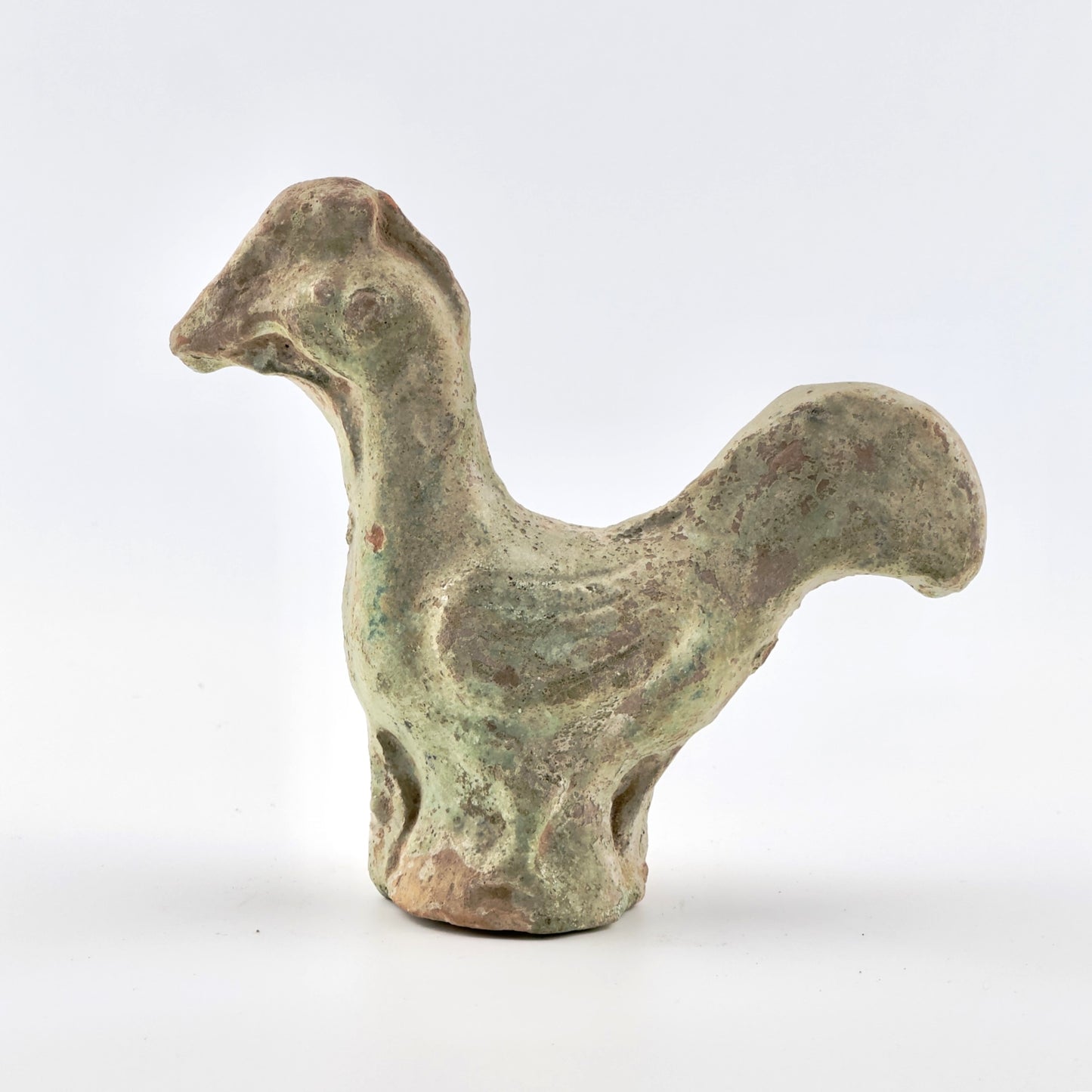 Green Glazed Pottery Figure of Rooster, Han dynasty (206 BC-220 AD)