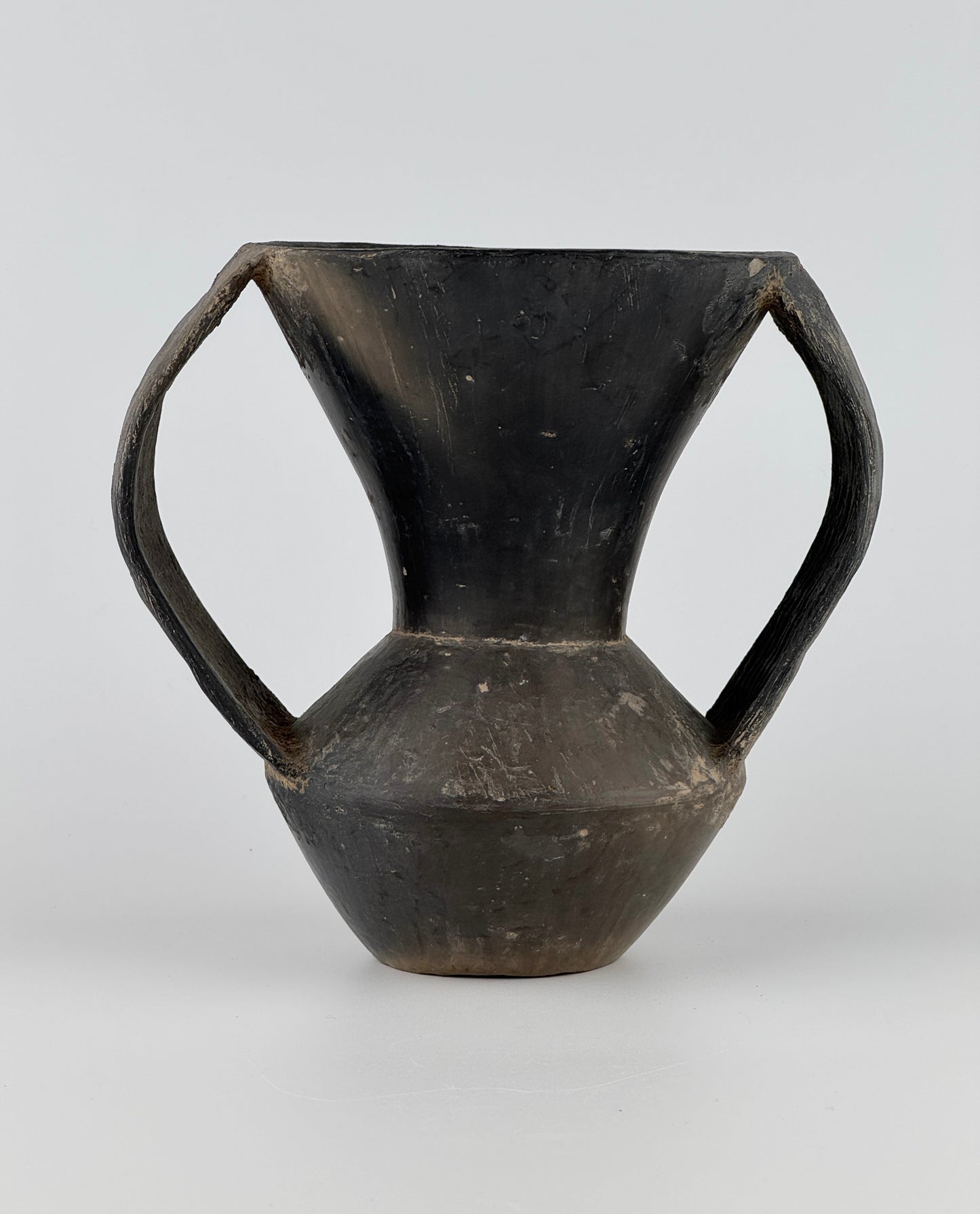 Double-handled Black Pottery Vessel