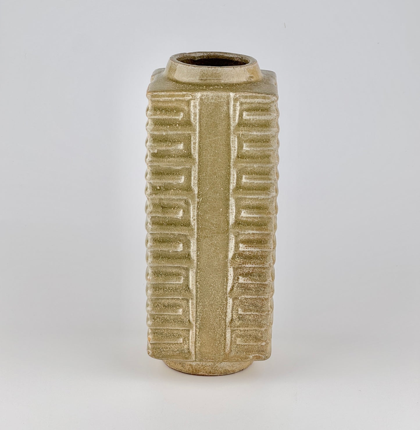 A Rare Yue Celadon Cong-Shaped Vase, Western Jin Dynasty(3-5th C)