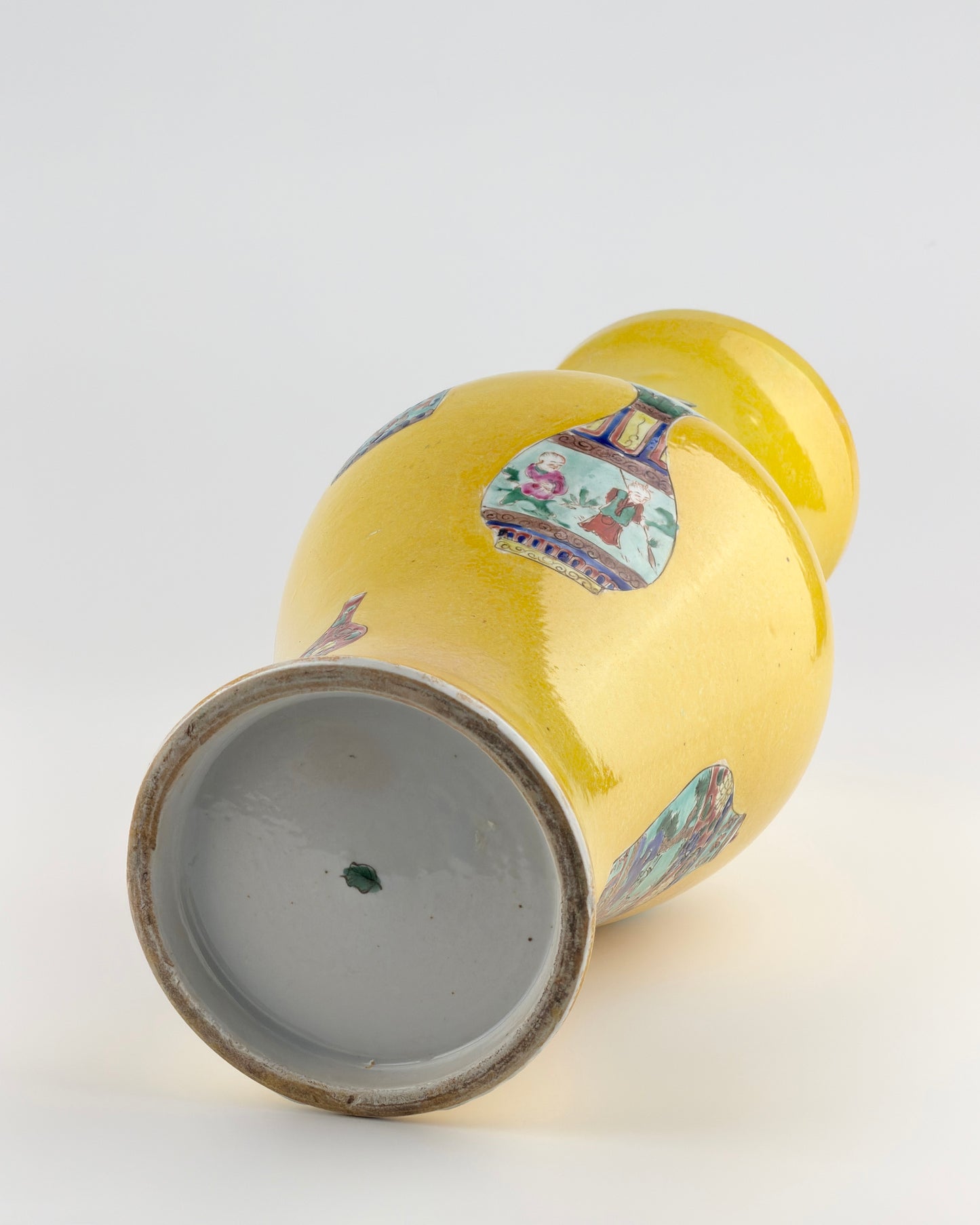 Yellow-Ground Famille Rose Vase with "Vase-within-a-Vase" Motifs