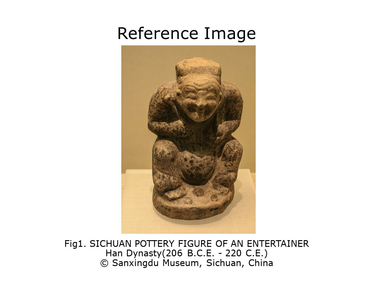 Pottery Figure of a Seated Drummer