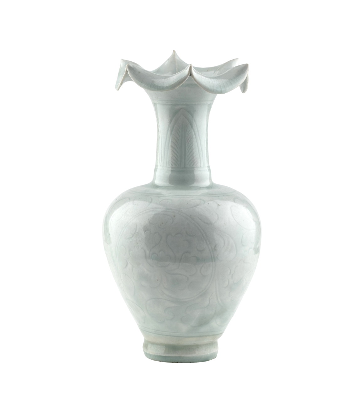 Rare Carved Qingbai 'Chrysanthemum' Vase, Yuan Dynasty(13-14th century)