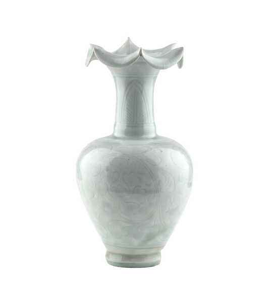 Rare Carved Qingbai 'Chrysanthemum' Vase, Yuan Dynasty(13-14th century)