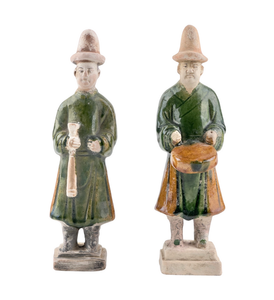 Two Glazed Figures of Musicians, Ming Dynasty (1368-1644)