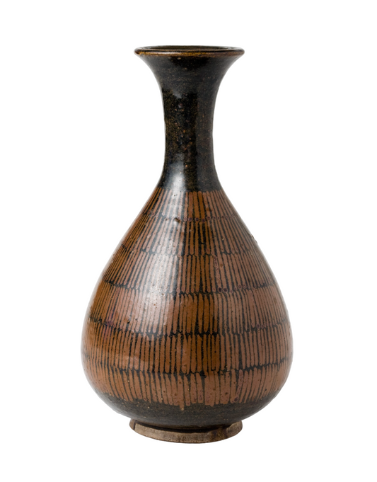 BLACK-GLAZED RUSSET-PAINTED BOTTLE VASE, SONG DYNASTY