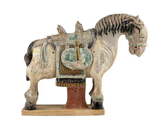 Ming Period Large Pottery Horse with Saddle (15-16th Century)