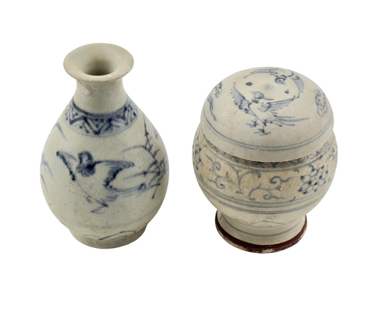 Annamese Stoneware Miniature Vase and Jar, Hoi An Hoard, Late 15th Century, Le Dynasty