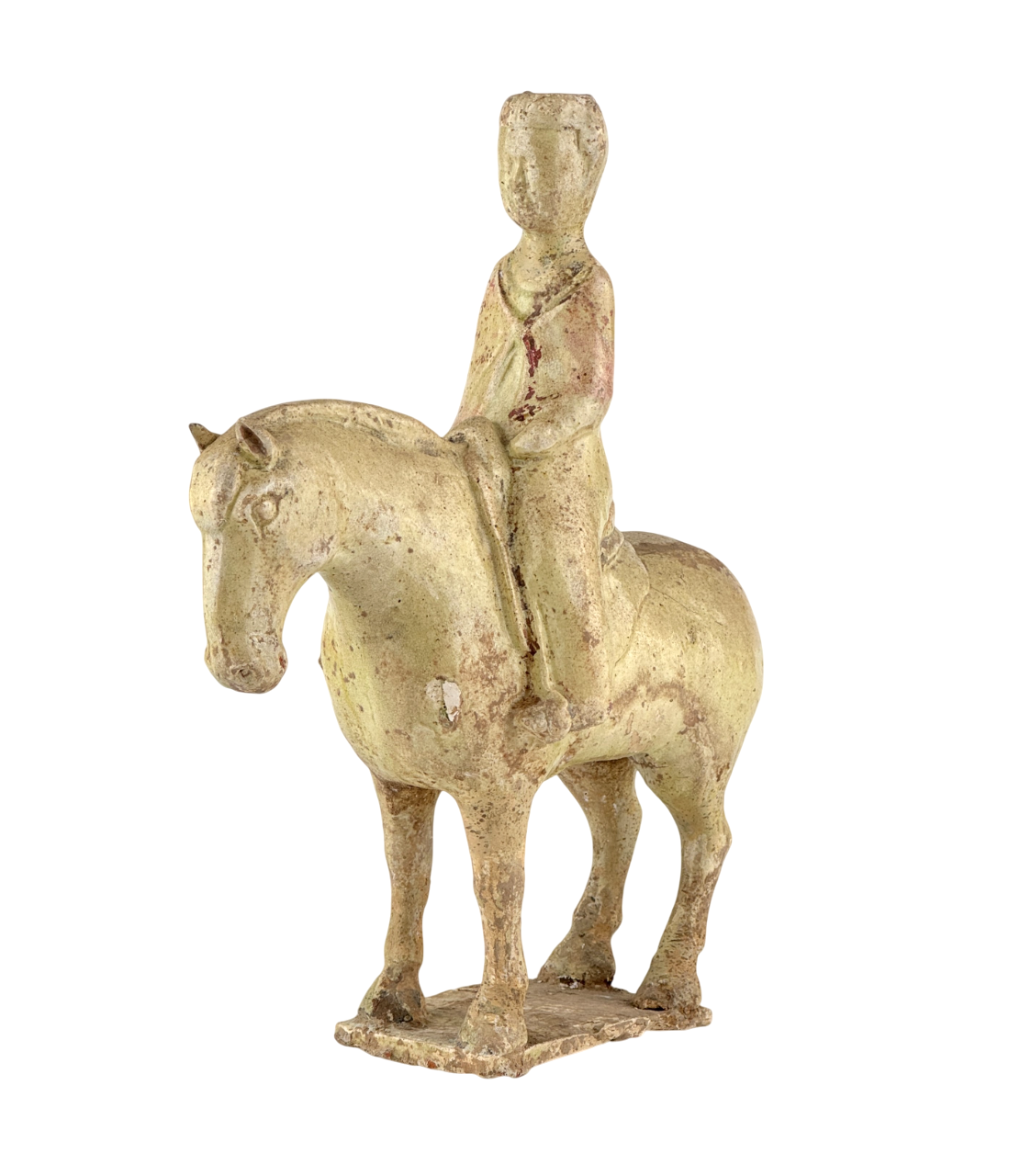 Straw-Glazed Pottery Figure of a man on Horseback, Sui to Tang Dynasty