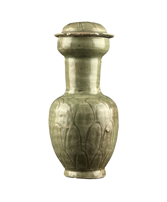 LONGQUAN CELADON 'LOTUS PETAL' JAR AND COVER, NORTHERN SONG DYNASTY(11th-12th century)