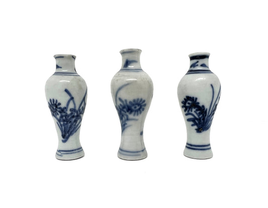 Three Blue and White Miniature Vases, C 1725, Qing Dynasty, Yongzheng Era