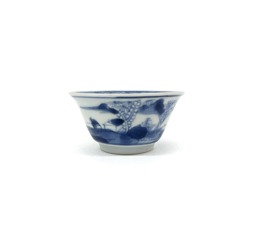 RIVERSCAPE BLUE AND WHITE TEABOWL CIRCA 1725, QING DYNASTY, YONGZHENG REIGN