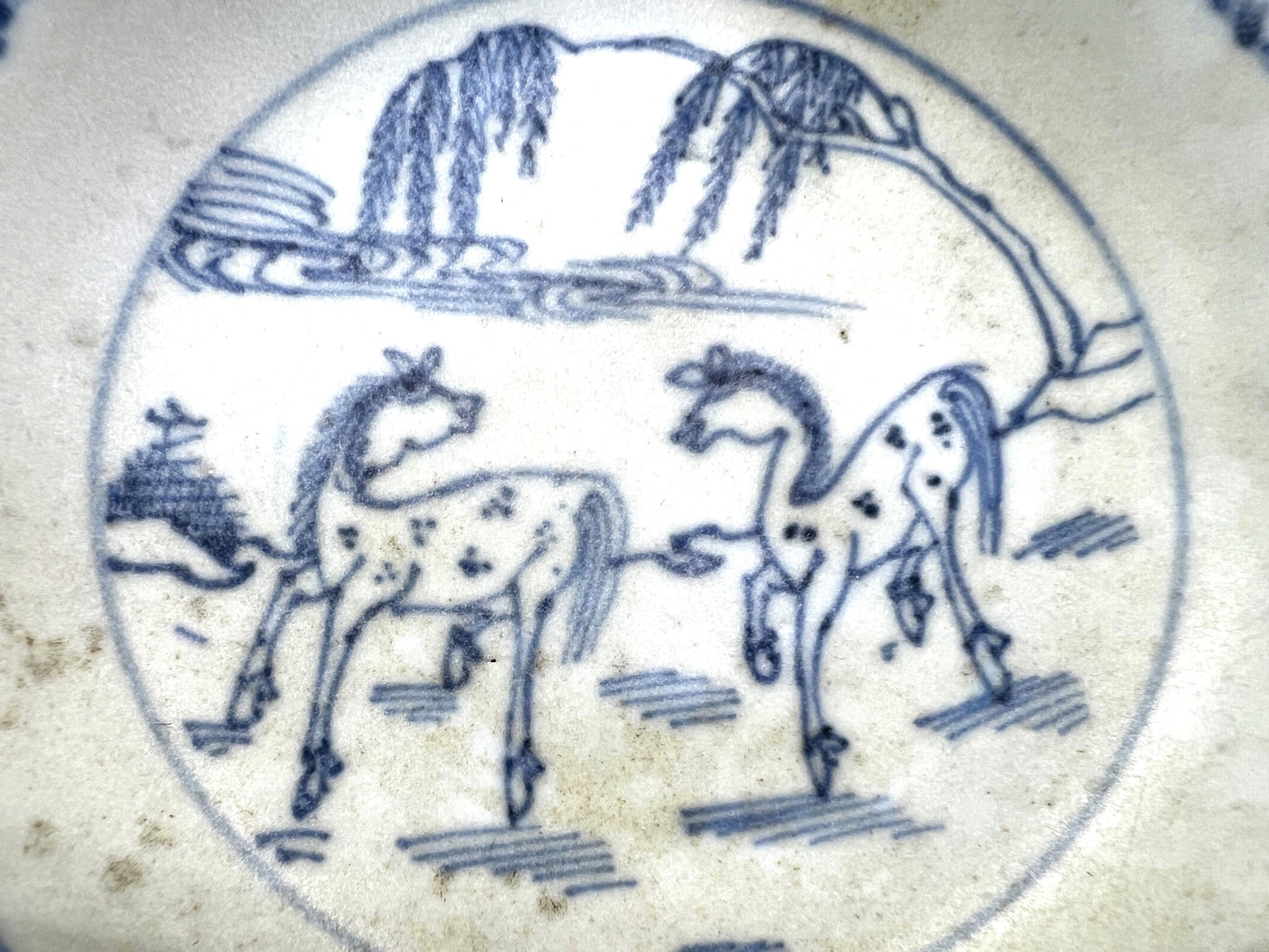 SPOTTED HORSES PATTERN SAUCER CIRCA 1725, QING DYNASTY, YONGZHENG REIGN