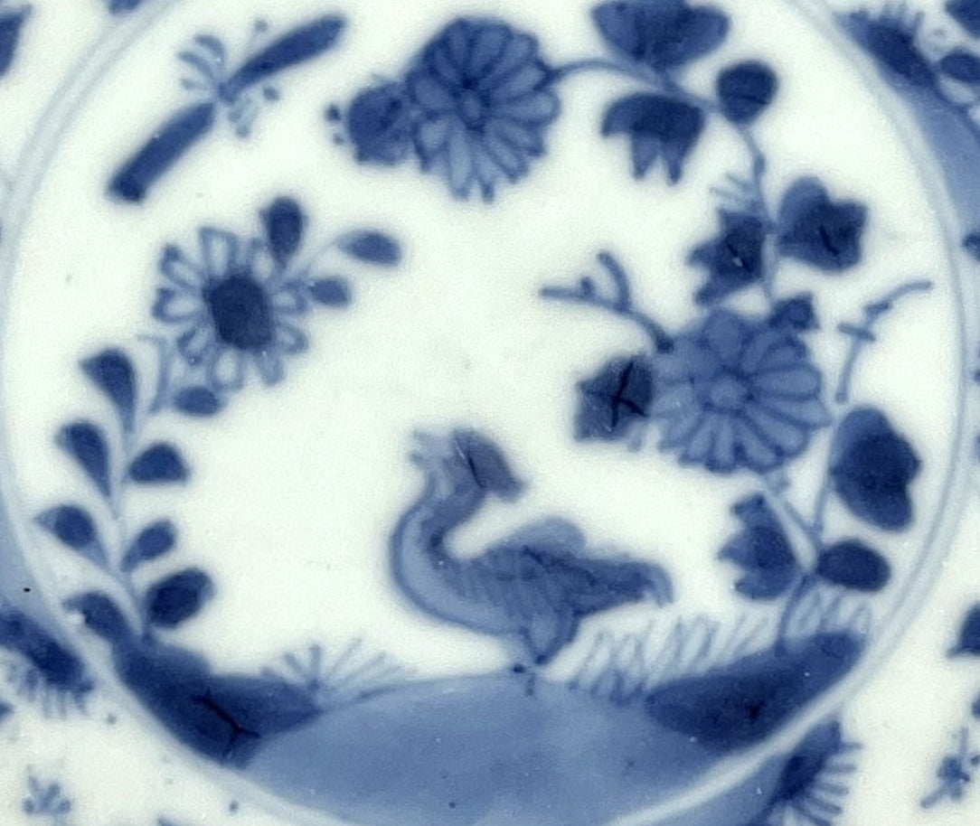 Chicken Pattern Blue and White Saucer c 1725, Qing Dynasty, Yongzheng Era