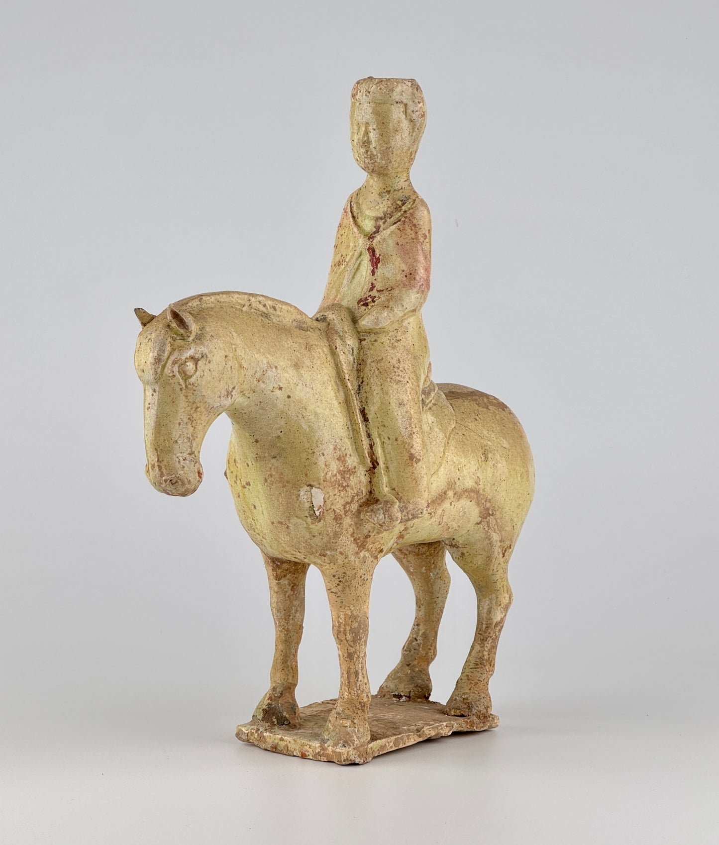 Straw-Glazed Pottery Figure of a man on Horseback, Sui to Tang Dynasty