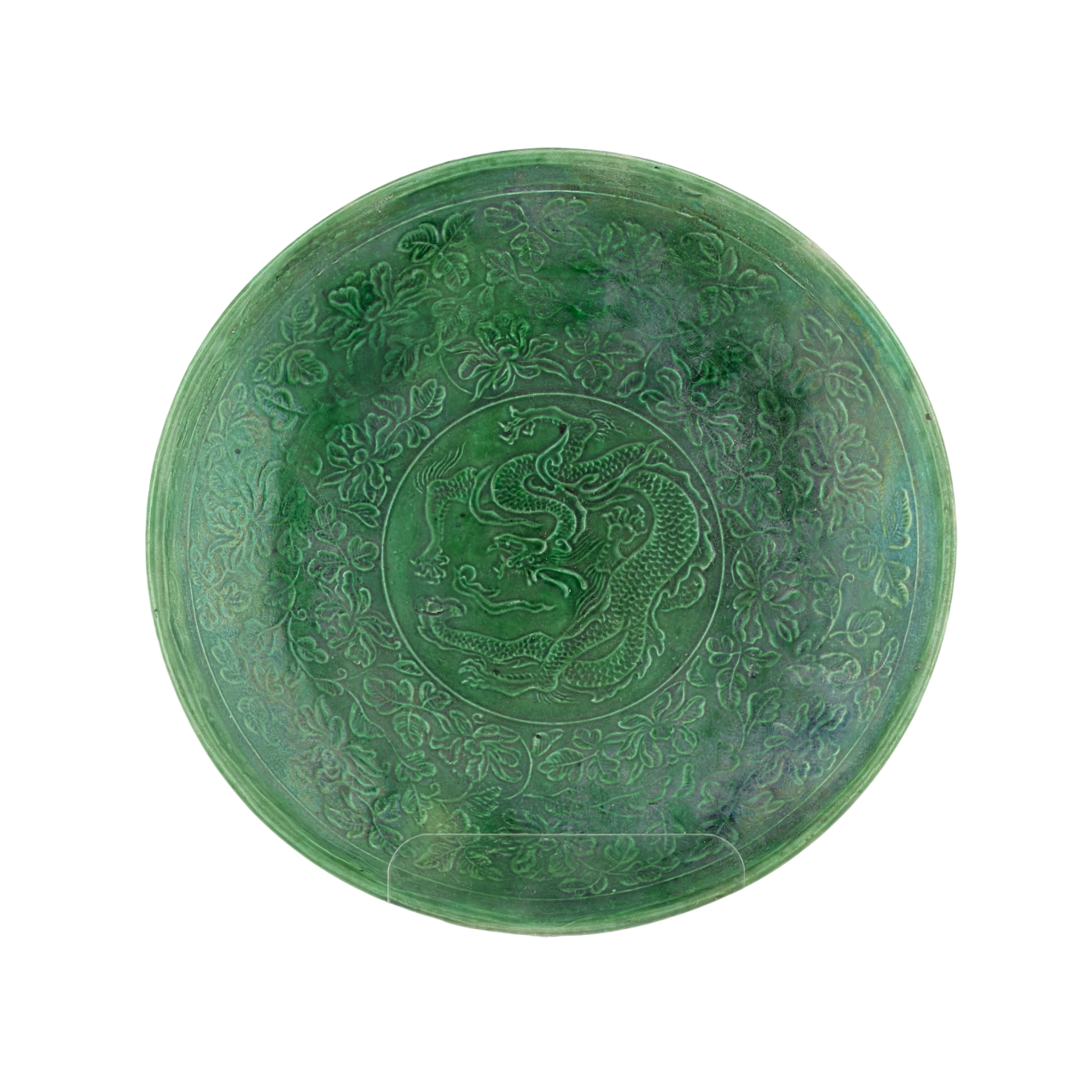 Rare Dingyao Green-Glazed Dragon Dish, Liao-Song Dynasty