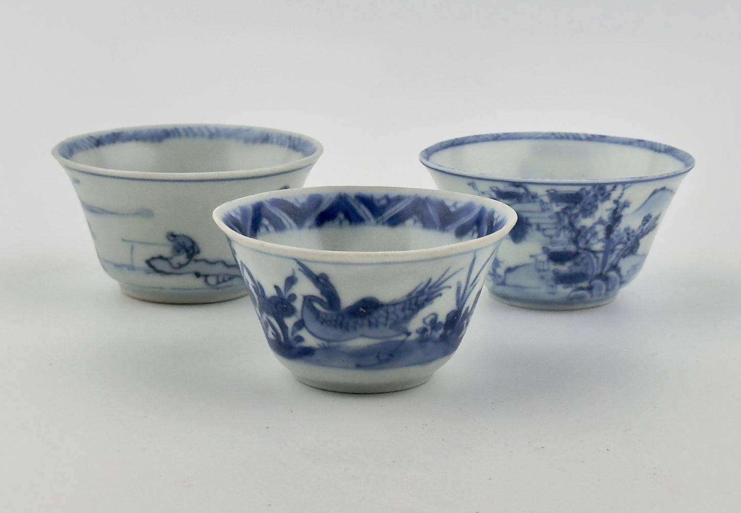 Three Chinoiserie Teabowl Set Circa 1725, Qing Dynasty, Yongzheng Reign