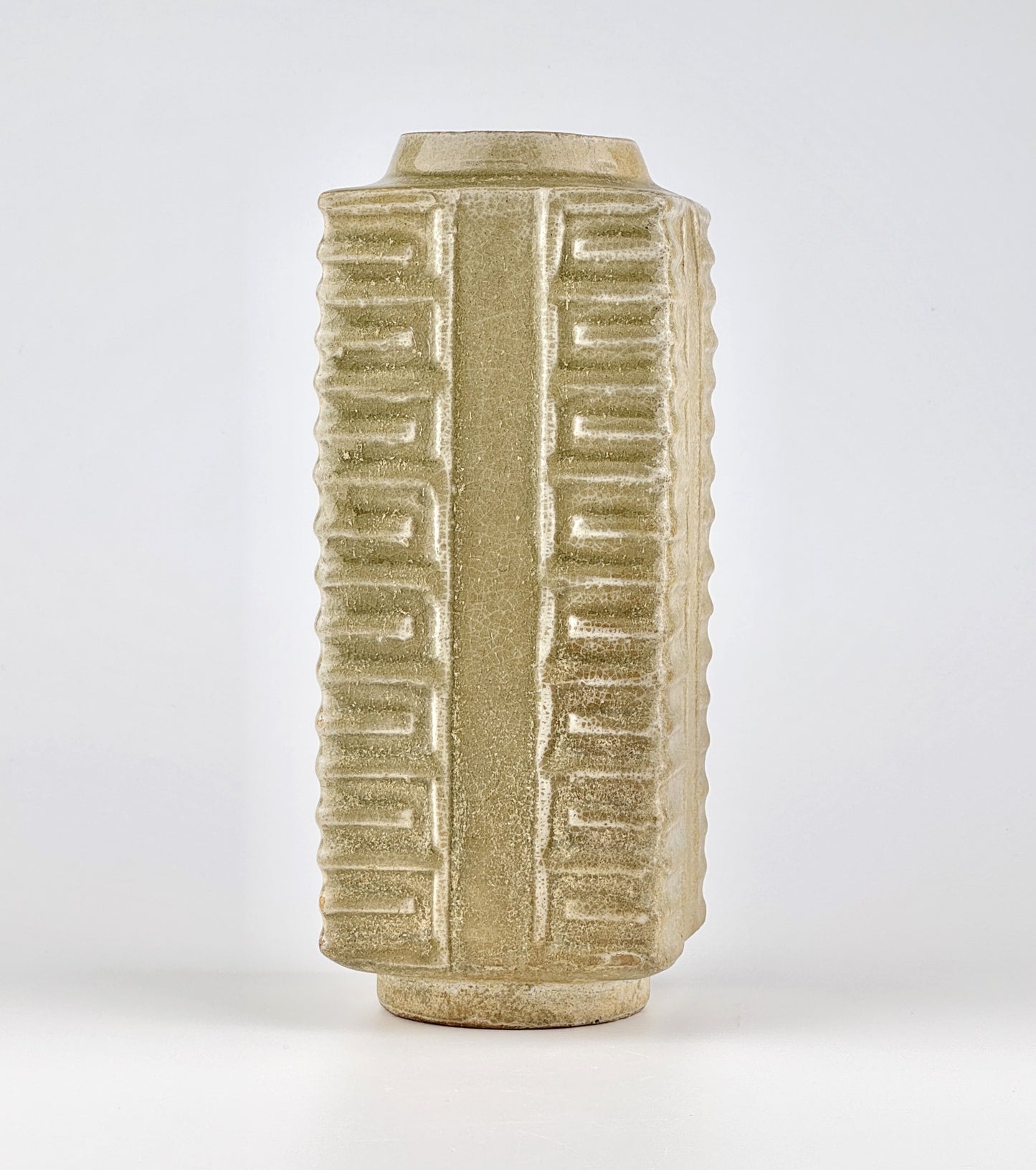 A Rare Yue Celadon Cong-Shaped Vase, Western Jin Dynasty(3-5th C)