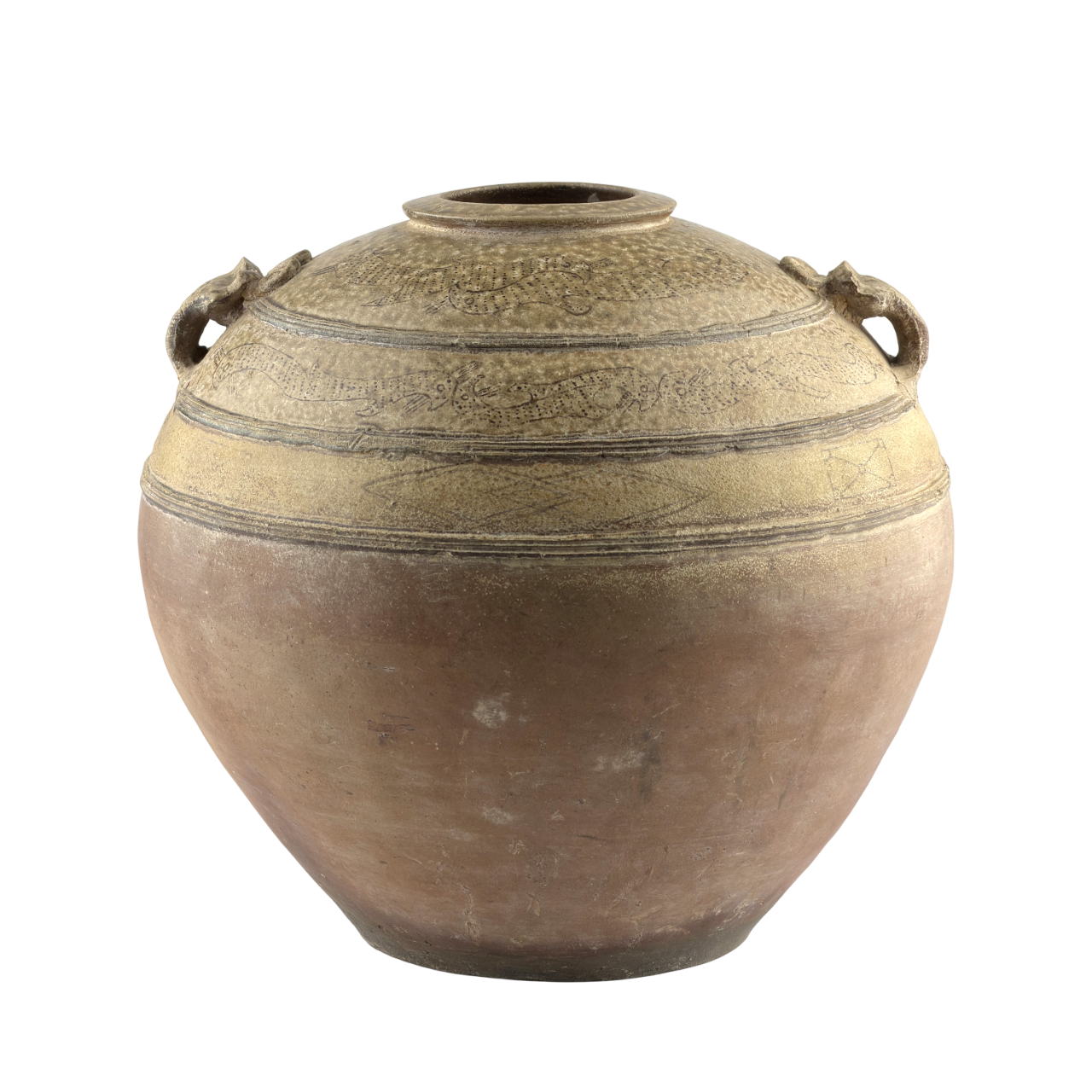 Large Yue Globular Stoneware Jar, Han Dynasty-Three Kingdoms