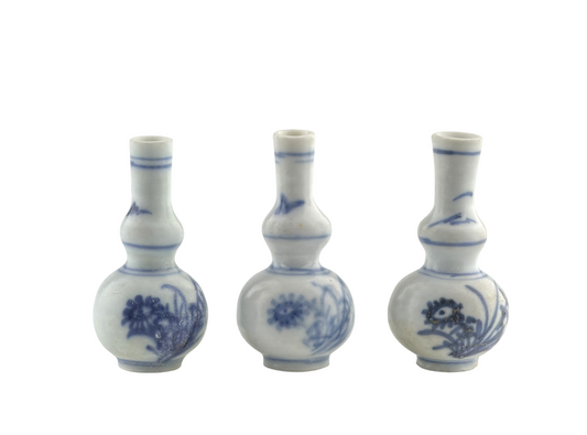 Three Blue and White Miniature Vases, C 1725, Qing Dynasty, Yongzheng Era