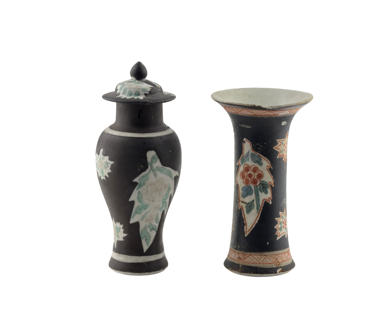Rare Famille Noire Vases from Ca Mau Ship, Qing Dynasty, Yongzheng Era