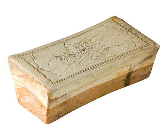 Cizhou Rectangular Pillow with Carved Decoration, Yuan Dynasty