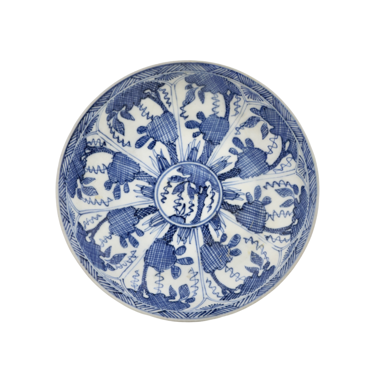 Blue and White Mid-Size Saucer, Qing Dynasty, Kangxi Era, Circa 1690