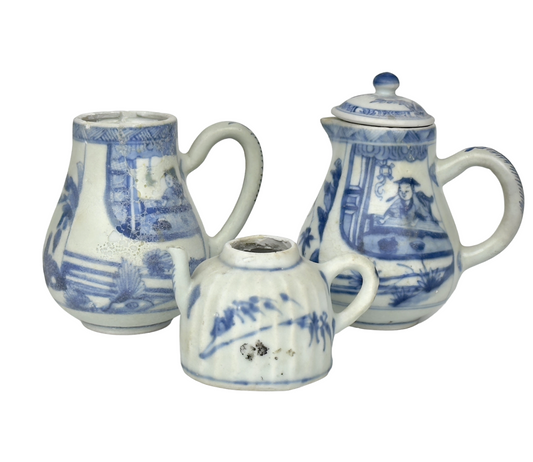 Three Blue and White Teapots from Ca Mau Ship, C 1725, Qing Dynasty, Yongzheng Era