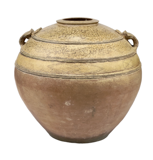 Large Yue Globular Stoneware Jar, Han Dynasty-Three Kingdoms