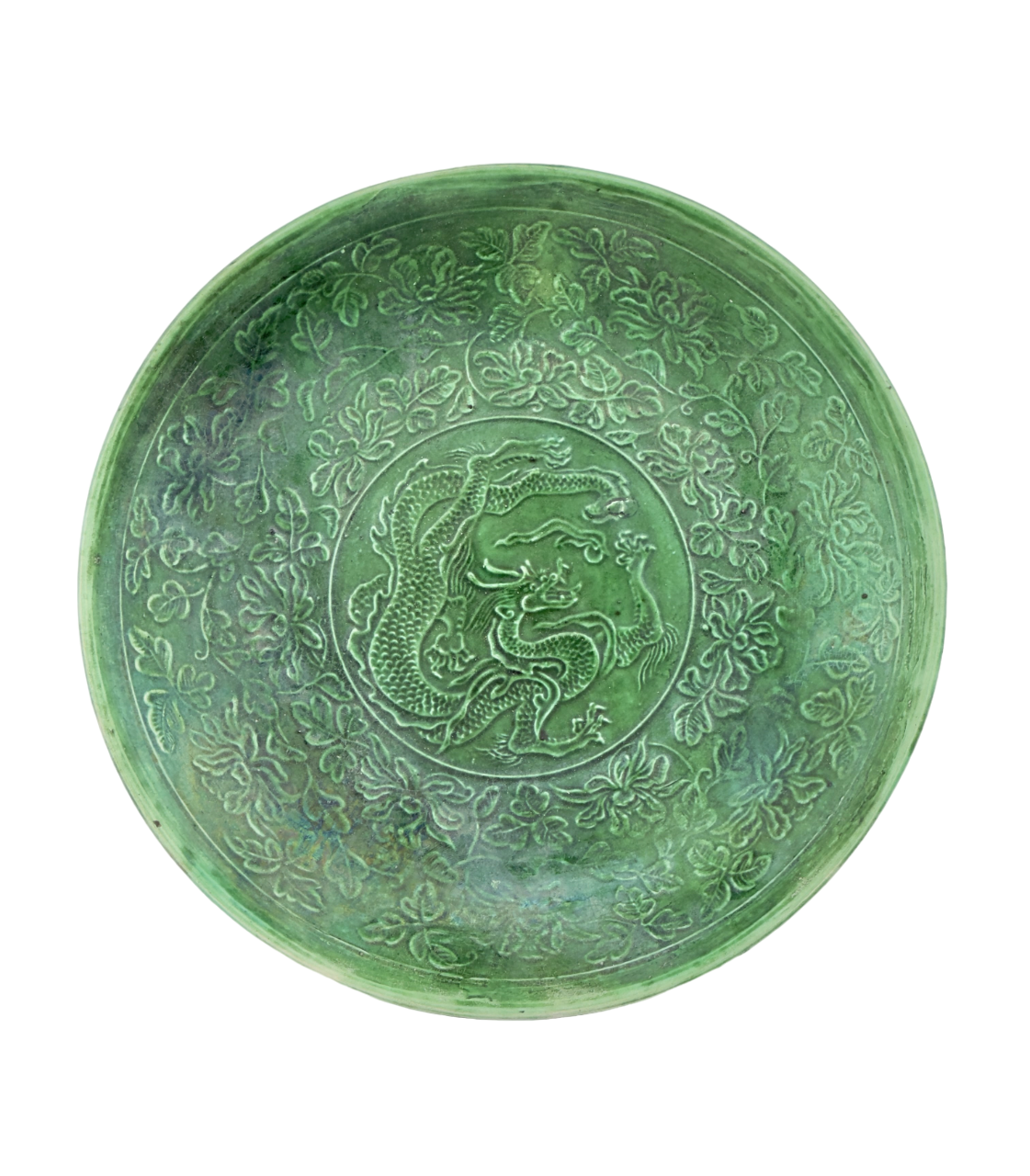 Rare Dingyao Green-Glazed Dragon Dish, Liao-Song Dynasty