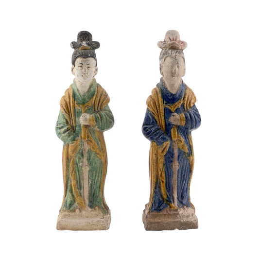 Two Glazed Court Attendants, Ming Dynasty (1368-1644)