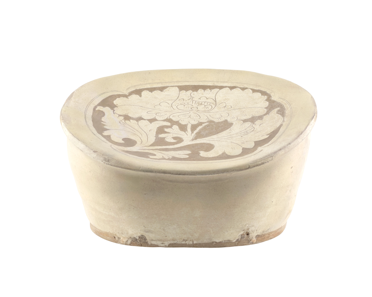 Cizhou Carved Bean-Shaped Pillow, Song Dynasty