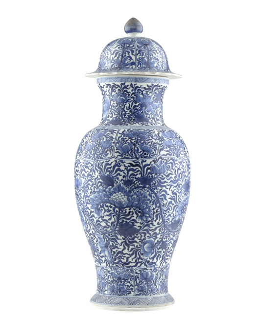 LARGE RARE BLUE AND WHITE BALUSTER VASE, QING DYNASTY, KANGXI, CIRCA 1690