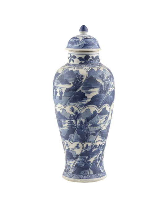 BALUSTER BLUE AND WHITE  VASE, QING DYNASTY, KANGXI ERA, CIRCA 1690