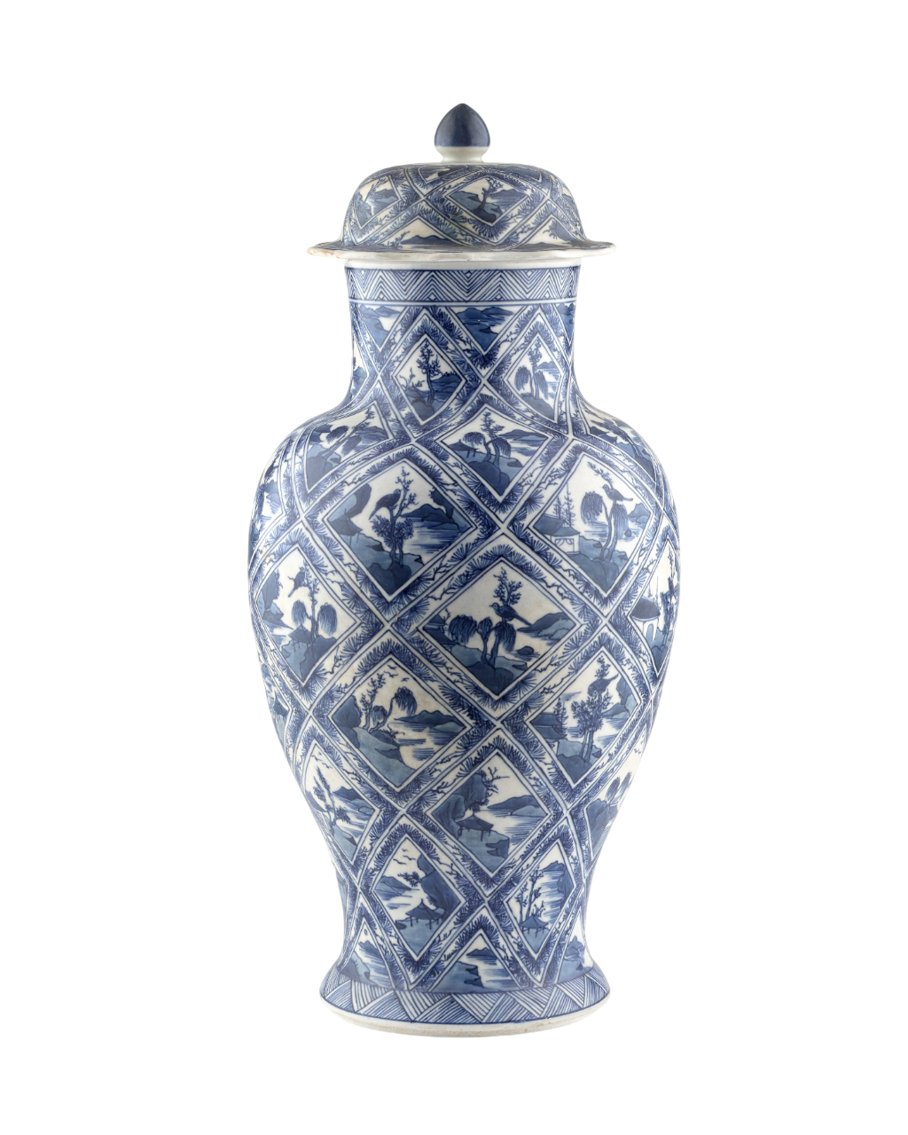 LARGE RARE 'RIVERSCAPE' BALUSTER VASE, QING DYNASTY, KANGXI, CIRCA 1690