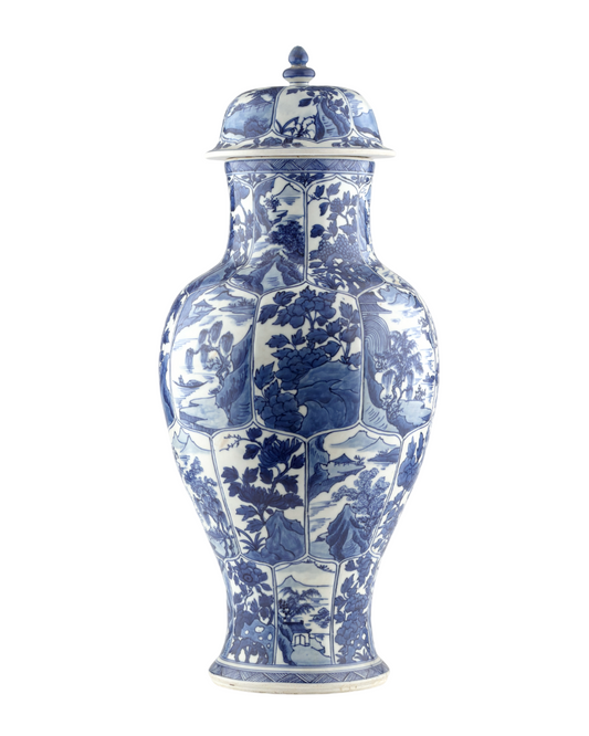 LARGE RARE BLUE AND WHITE BALUSTER VASE, QING DYNASTY, KANGXI, CIRCA 1690