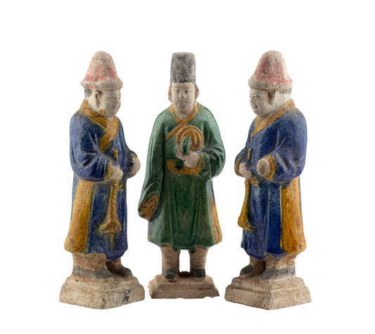 Three Glazed Figures of Musicians, Ming Period (1368-1644)