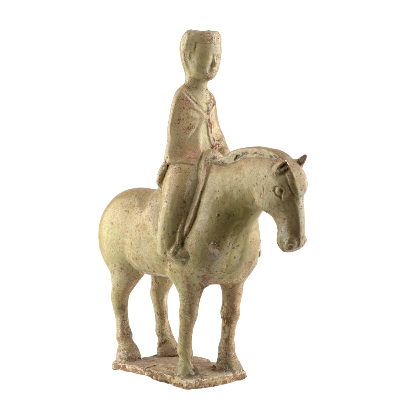 Straw-Glazed Pottery Figure of a man on Horseback, Sui to Tang Dynasty