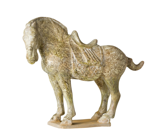 Rare Yellow-glazled Marbled Pottery Horse