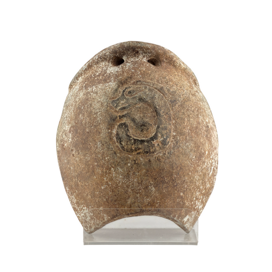 Rare Calcified Jade Carving of 'Tortoise Shell' presumably Neolithic Period, Hongshan Culture