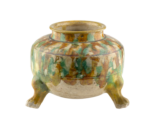 Sancai-Glazed Pottery Tripod Jar, Tang Dynasty