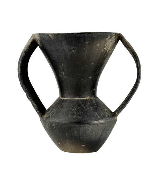Double-handled Black Pottery Vessel