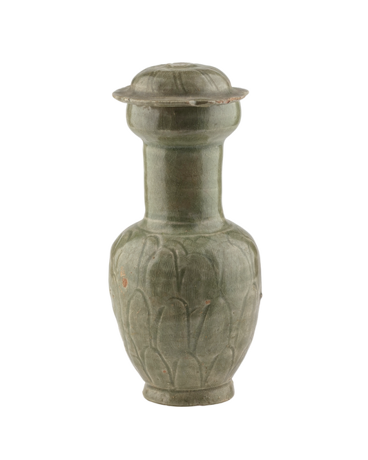LONGQUAN CELADON 'LOTUS PETAL' JAR AND COVER, SUI-SONG DYNASTY