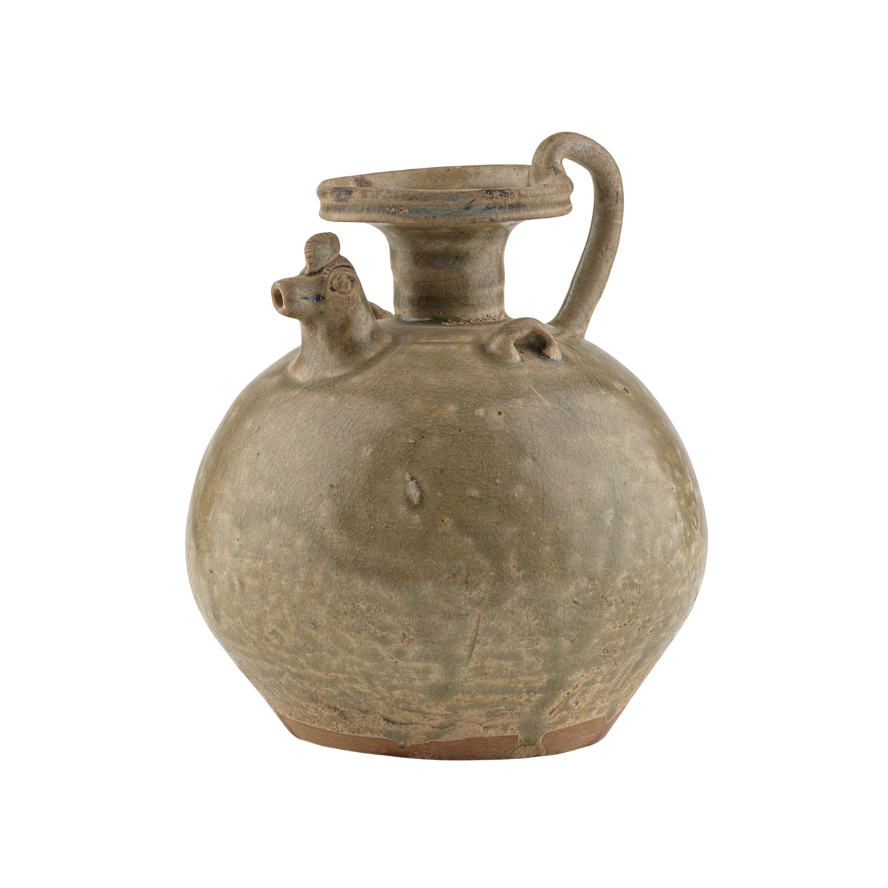 A RARE YUE CELADON CHICKEN-HEAD EWER, JIN-SOUTHERN DYNASTY