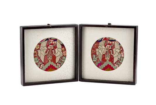 Pair of Korean Traditional Embroidered Pillowcase Frames