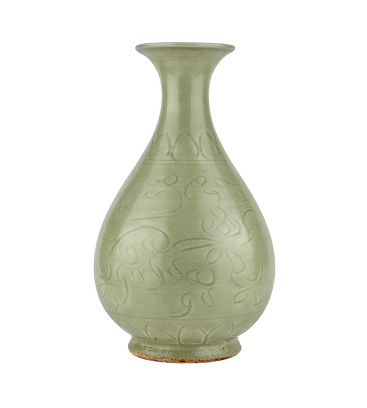 Large Carved Longquan Celadon Yuhuchunping, Ming Dynasty