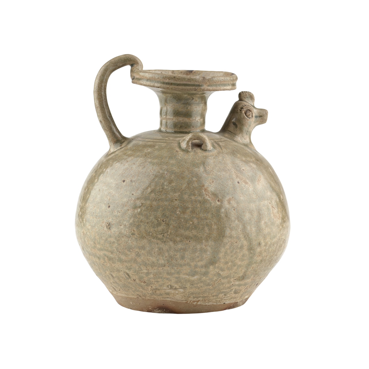 A RARE YUE CELADON CHICKEN-HEAD EWER, JIN-SOUTHERN DYNASTY